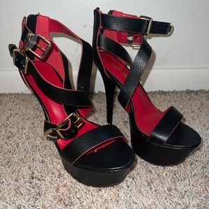 Anne Michelle faux leather strappy stilettos